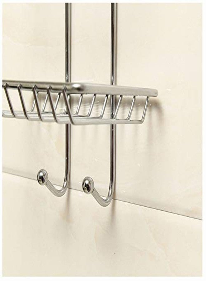 WENGTY Wall Mounted Double Layer soap Dish Holder & Dispensers, Self-Adhesive Stainless Steel Waterproof Kitchen Bathroom Soaps Storage Rack with Hook for Home (Standard Material) - Image 3